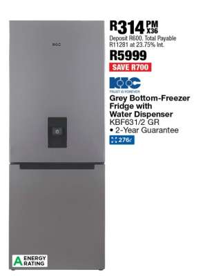 KIC Grey Bottom-Freezer Fridge with Water Dispenser