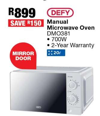 DEFY Manual Microwave Oven