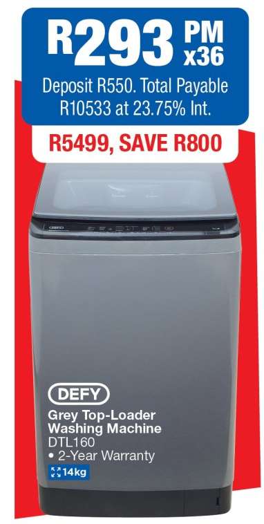 Defy Grey Top-Loader Washing Machine DTL160