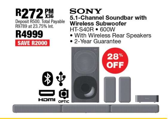 SONY 5.1-Channel Soundbar with Wireless Subwoofer