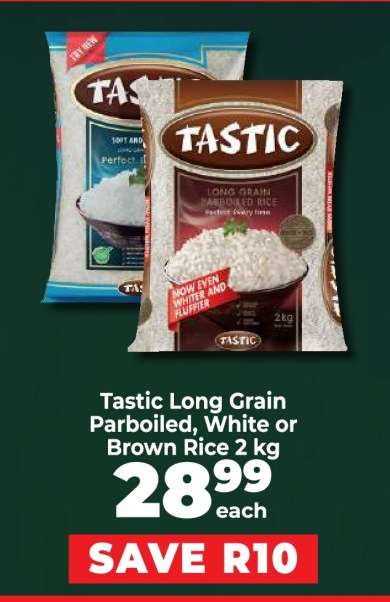Tastic Long Grain Parboiled White or Brown Rice 2 kg