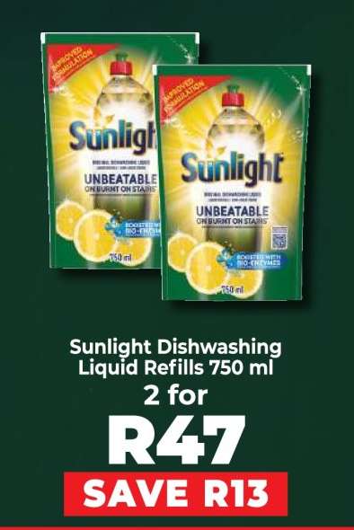 Sunlight Dishwashing Liquid Refills 750 ml