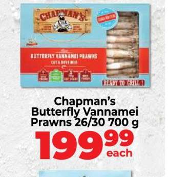 Chapman's Butterfly Vannamei Prawns 26/30 700 g