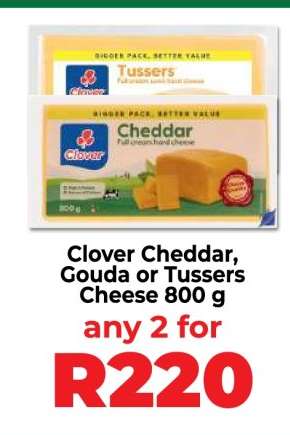Clover Cheddar, Gouda or Tussers Cheese