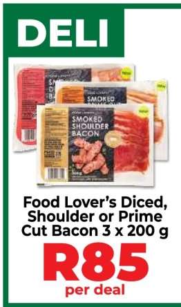 Food Lover’s Diced, Shoulder or Prime Cut Bacon 3 x 200 g