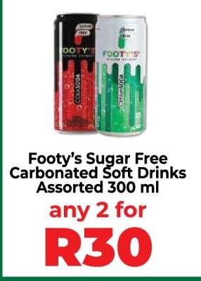 Footy's Sugar-Free Carbonated Soft Drinks Assorted 300 ml