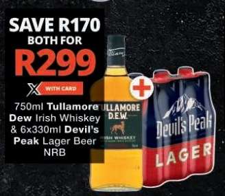 Tullamore Dew Irish Whiskey & Devil's Peak Lager Beer