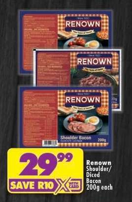 RENOWN SHOULDER/DICED BACON 200g