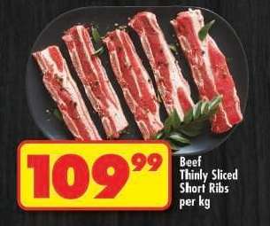 Beef Thinly Sliced Short Ribs per kg