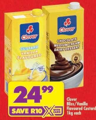 Clover Bliss/Vanilla Flavoured Custard 1kg each