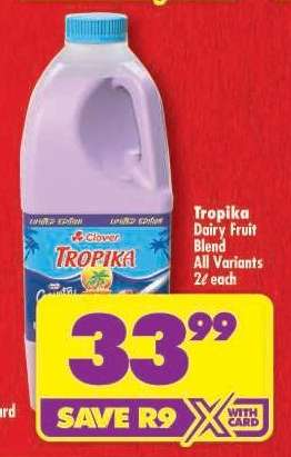 Tropika Dairy Fruit Blend All Variants 2ℓ each