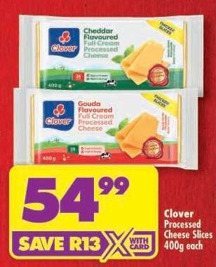 Clover Processed Cheese Slices 400g each