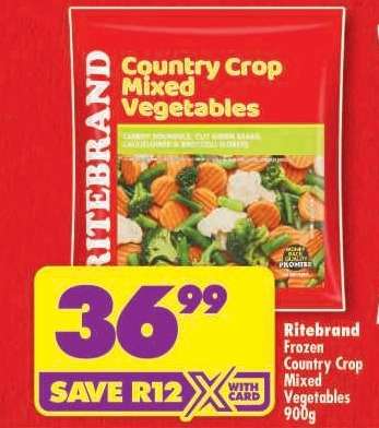 RITEBRAND FROZEN COUNTRY CROP MIXED VEGETABLES 900g