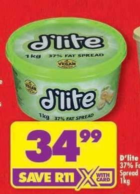 D'LITE 37% FAT SPREAD 1kg