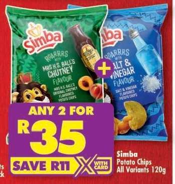 SIMBA POTATO CHIPS all variants 120g