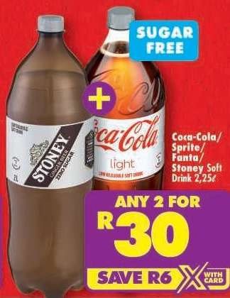 Coca-Cola/Sprite/Fanta/Stoney Soft Drink 2,25ℓ