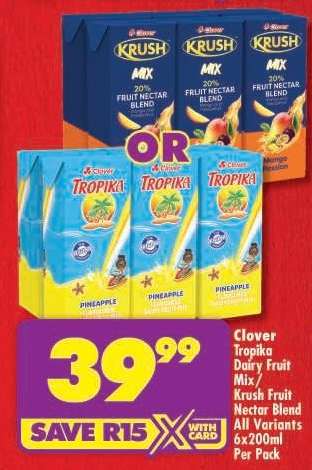 Clover Tropika Dairy Fruit Mix / Krush Fruit Nectar Blend