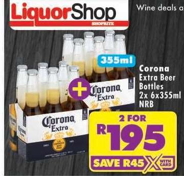 Corona Extra Beer Bottles 2x 6x355ml NRB