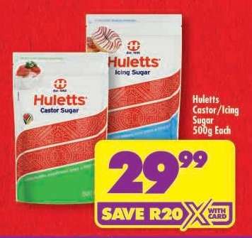 Huletts Castor/Icing Sugar 500g each