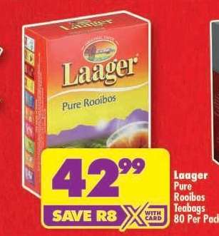LAAGER PURE ROOIBOS TEABAGS 80 per pack