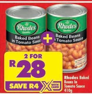 Rhodes Baked Beans in Tomato Sauce 410g