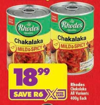 RHODES CHAKALAKA all variants 400g each