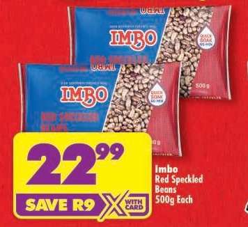 Imbo Red Speckled Beans 500g Each