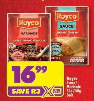 Royco Sauce/Marinade 31g/40g Each