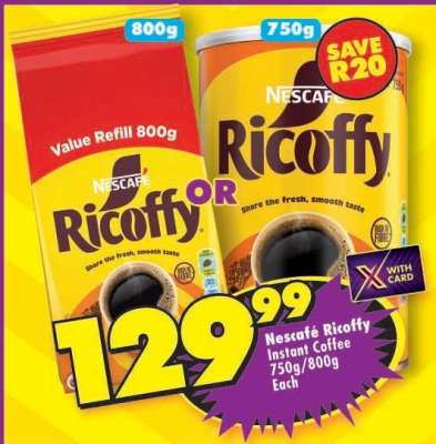 NESCAFÉ RICOFFY INSTANT COFFEE 750g/800g each
