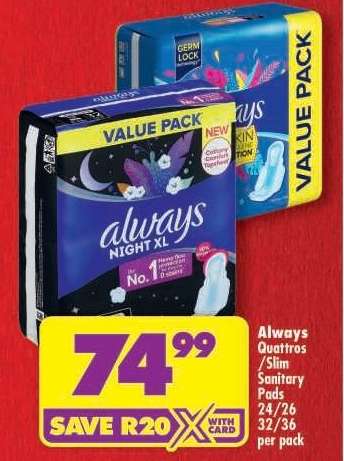 Always Quattros/Slim Sanitary Pads