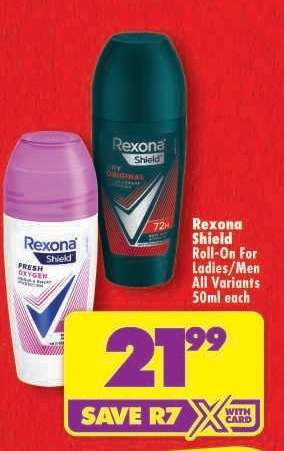Rexona Shield Roll-On For Ladies/Men All Variants 50ml each