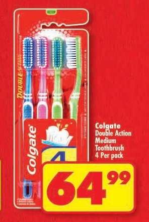 Colgate Double Action Medium Toothbrush 4 Per pack