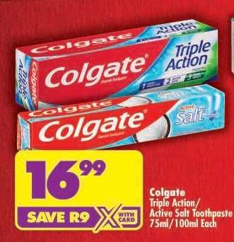 Colgate Triple Action/Active Salt Toothpaste