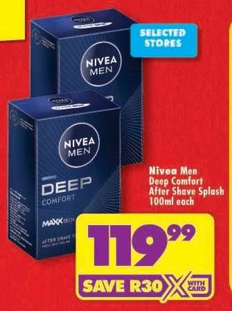 Nivea Men Deep Comfort After Shave Splash 100ml each