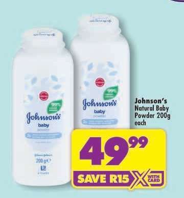 Johnson's Natural Baby Powder 200g each
