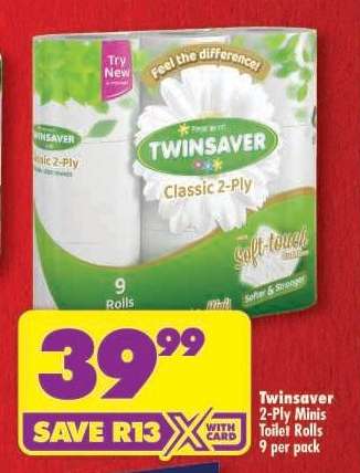 Twinsaver 2-Ply Minis Toilet Rolls 9 per pack