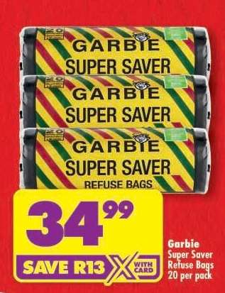 Garbie Super Saver Refuse Bags 20 per pack