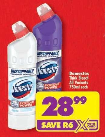 DOMESTOS THICK BLEACH all variants 750ml each