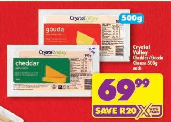 CRYSTAL VALLEY CHEDDAR/GOUDA CHEESE 500g