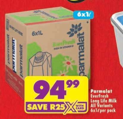 Parmalat EverFresh Long Life Milk All Variants 6x1ℓ per pack