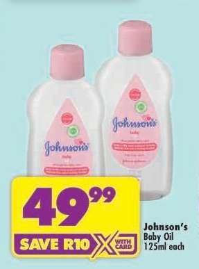 JOHNSON'S BABY OIL 125ml each