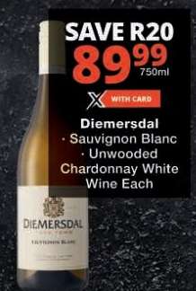 Diemersdal Sauvignon Blanc / Unwooded Chardonnay White Wine