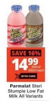 Parmalat Steri Stumpie Low Fat Milk All Variants