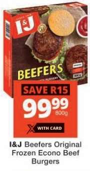 I&J Beefers Original Frozen Econo Beef Burgers
