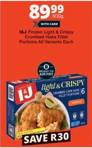 I&J Frozen Light & Crispy Crumbed Hake Fillet Portions