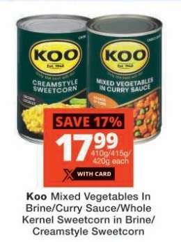 Koo Mixed Vegetables In Brine/Curry Sauce/Whole Kernel Sweetcorn in Brine/ Creamstyle Sweetcorn
