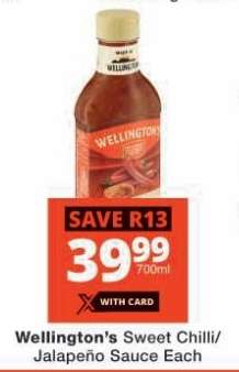 Wellington's Sweet Chilli/Jalapeño Sauce Each