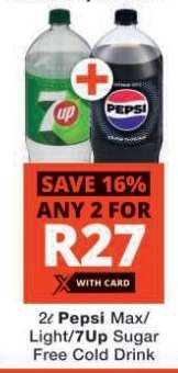 Pepsi Max/Light/7Up Sugar Free Cold Drink