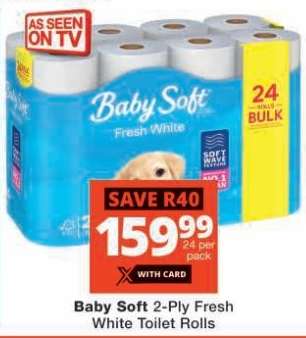 BABY SOFT 2-PLY FRESH WHITE TOILET ROLLS