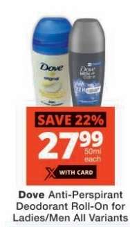 Dove Anti-Perspirant Deodorant Roll-On